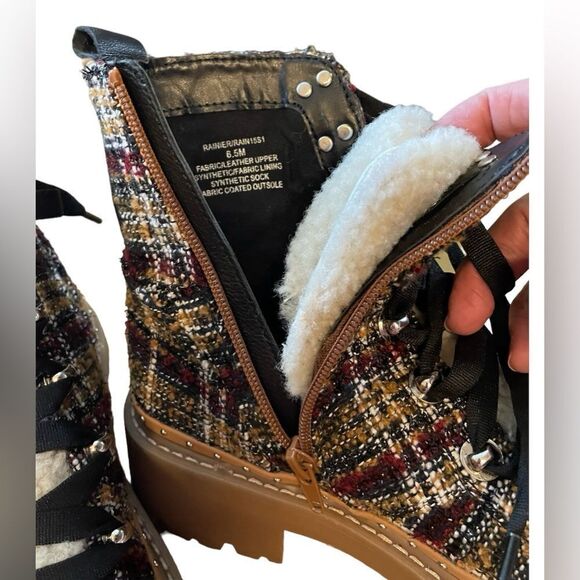 NWOT Steve Madden Rainer Tweed & Fleece Ankle  Boots  SZ  6.5 - Picture 5 of 8